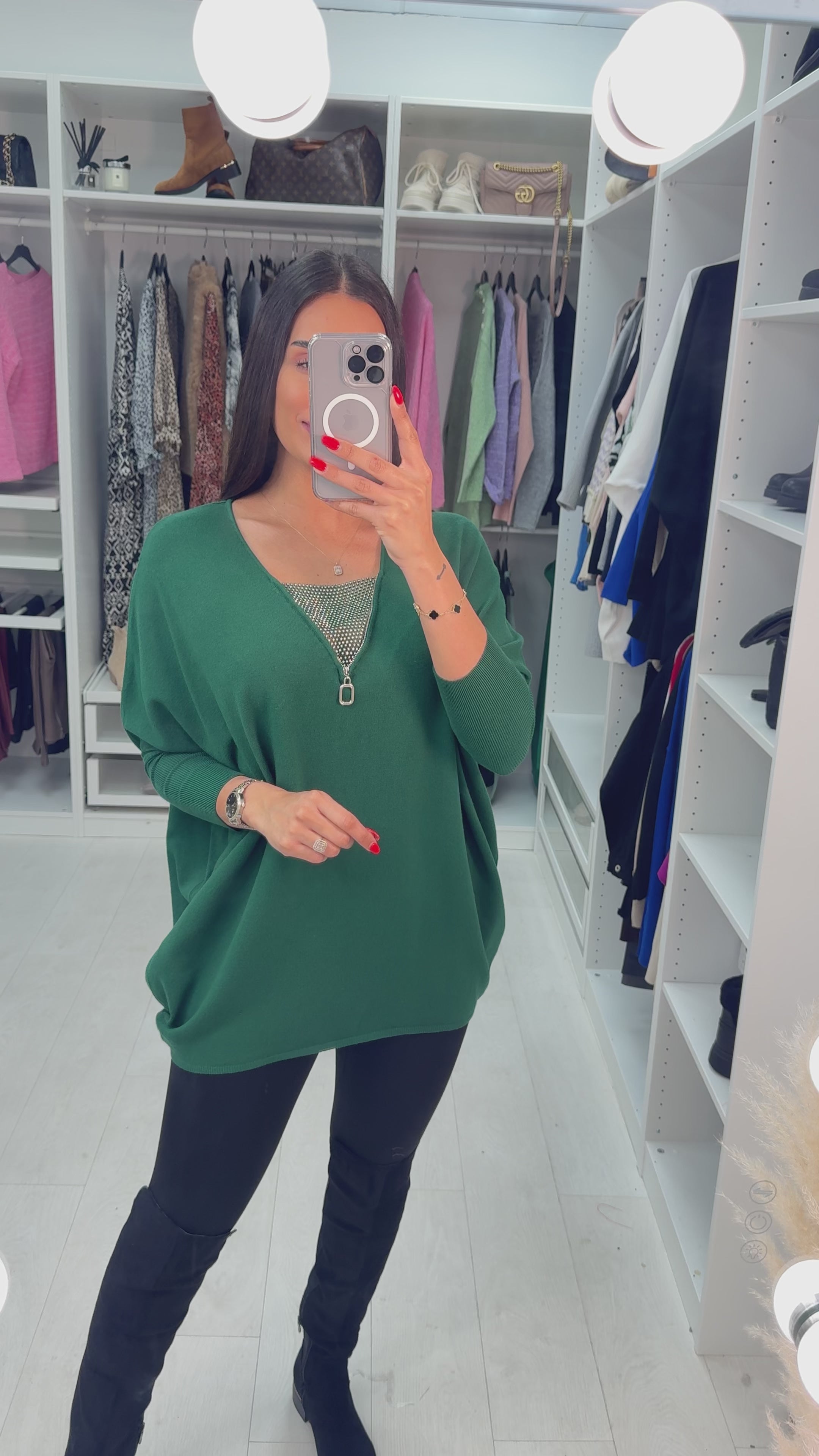 India Diamante Zip Detail Jumper