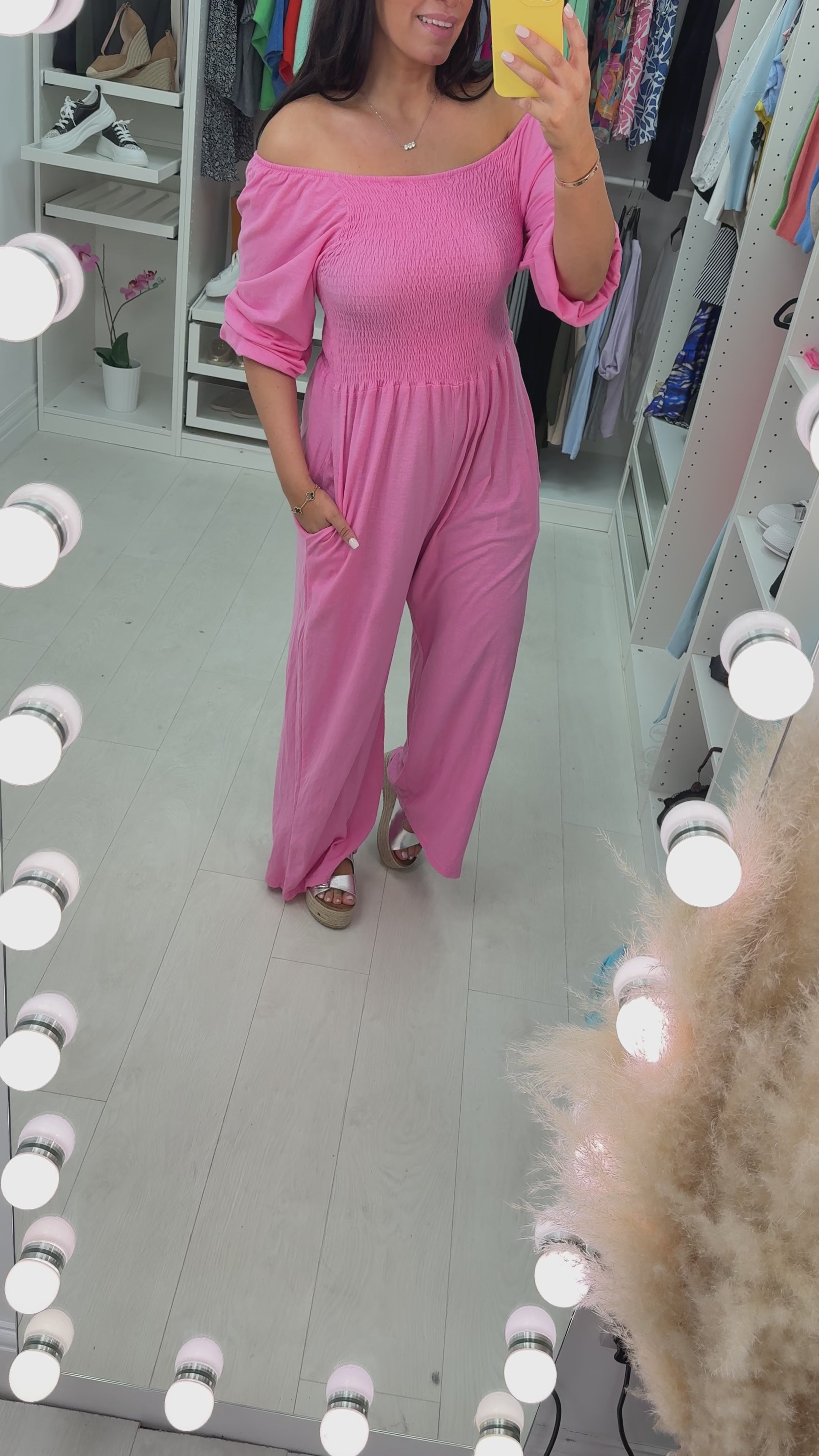 Janie Bardot Plain Elasticated Bust Jumpsuit