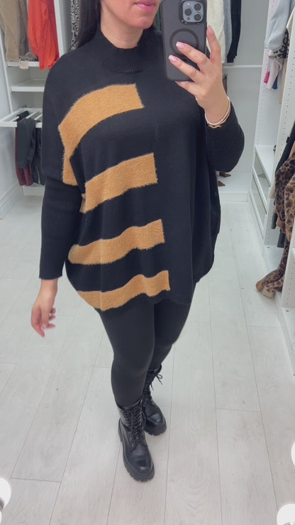 Yamila Faux Fur Stripe Knit Jumper