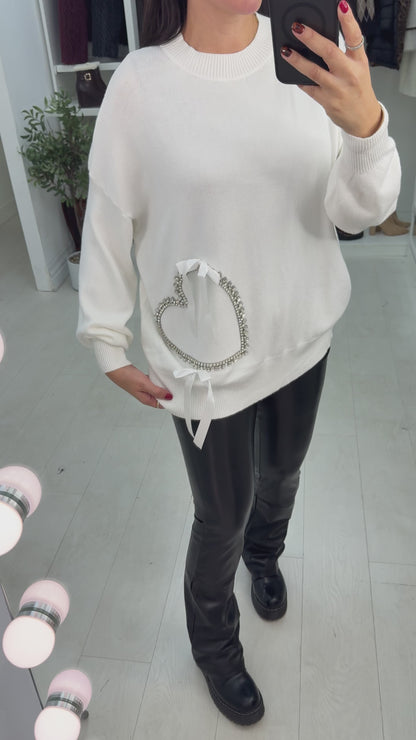 Nylana Embellished Heart Loose Fit Jumper