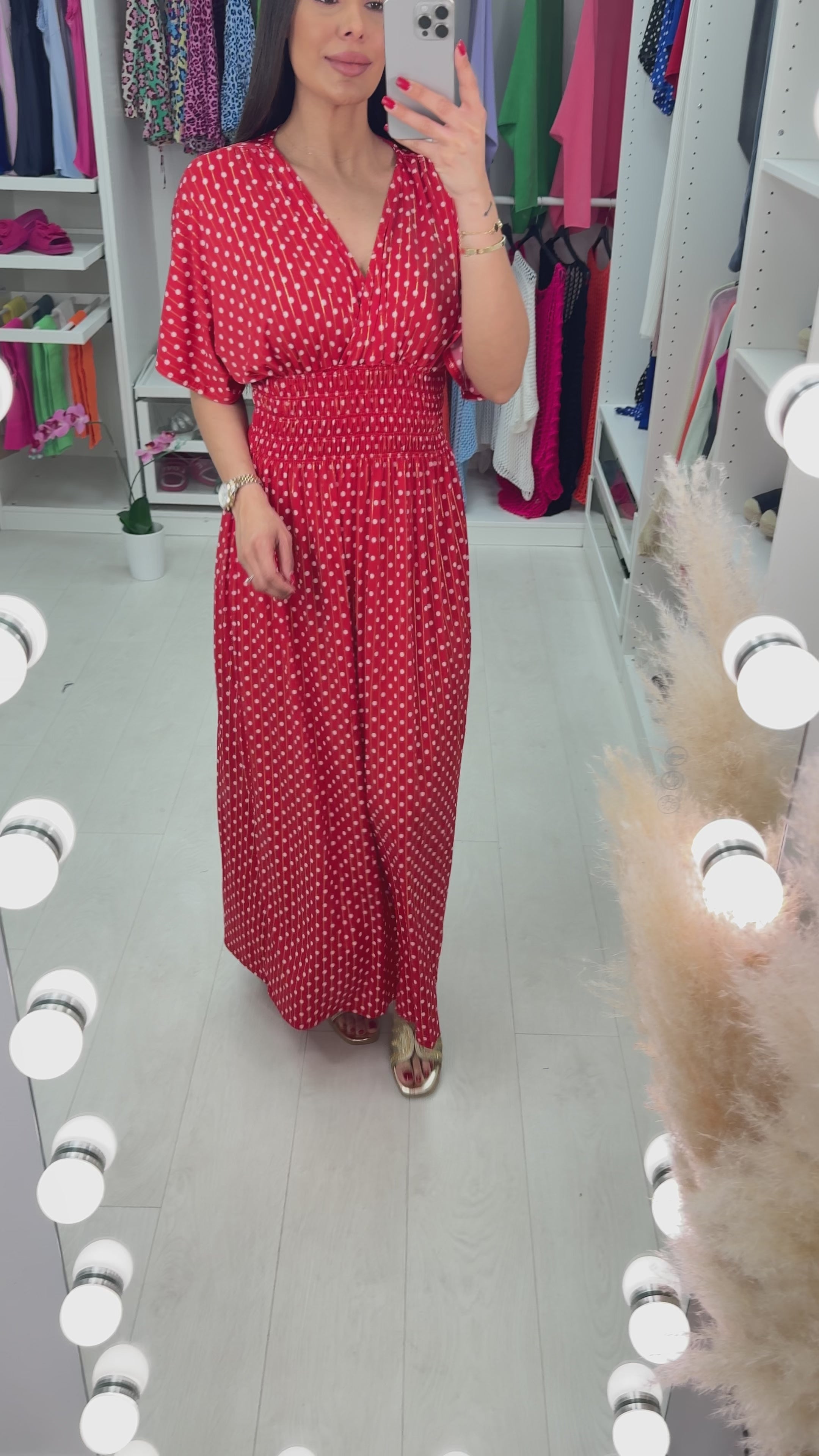Load video: Giulia Polka Dot Magic Slinky Dress