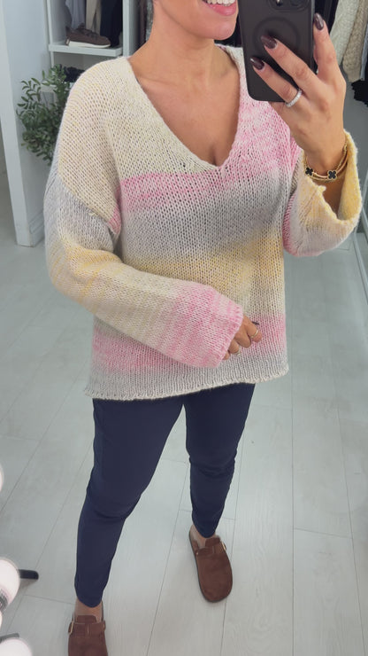 Kathie Ombre Dipped Hem Knit Jumper