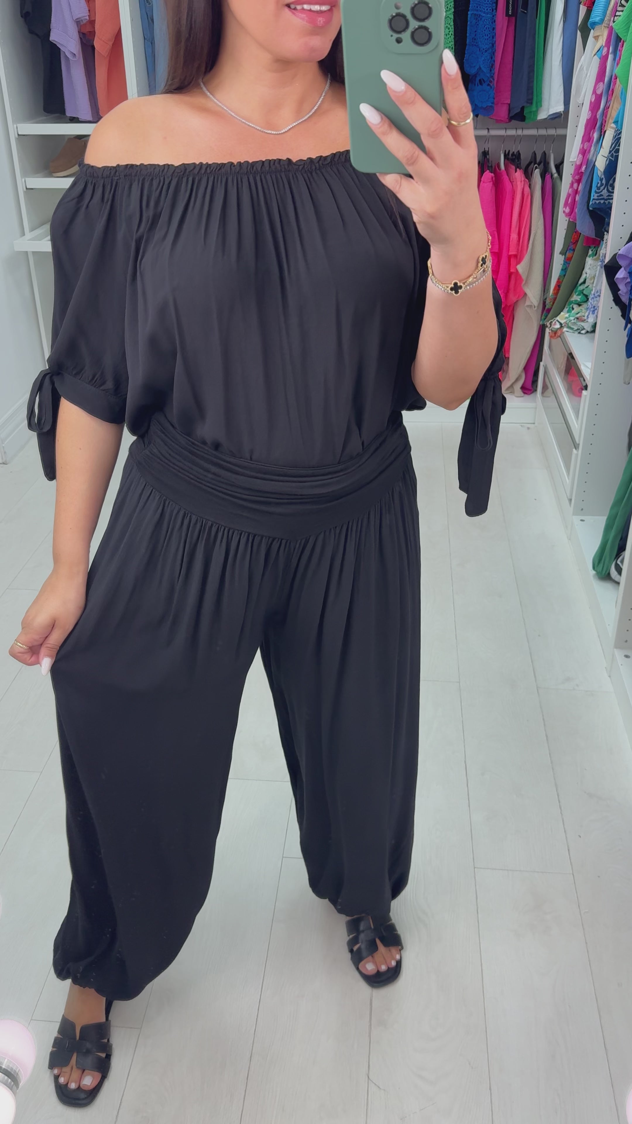 Sapphira Elasticated Tie Shoulder Hareem Co-Ord