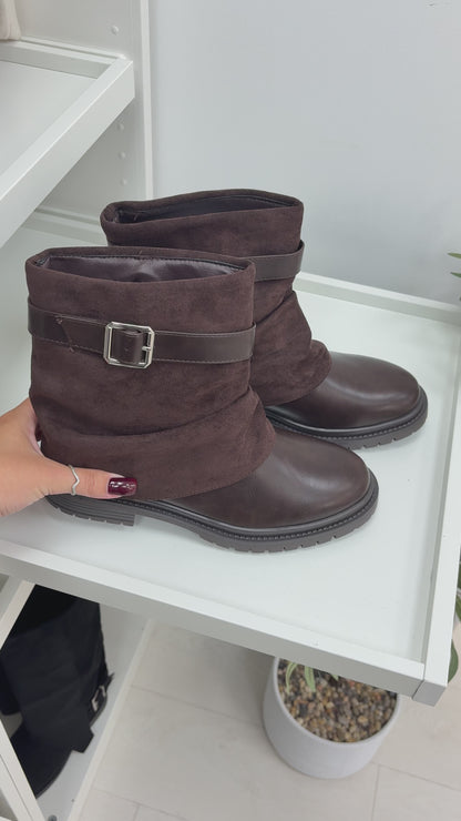 Sammy Faux Suede & Faux Leather Ankle Boots