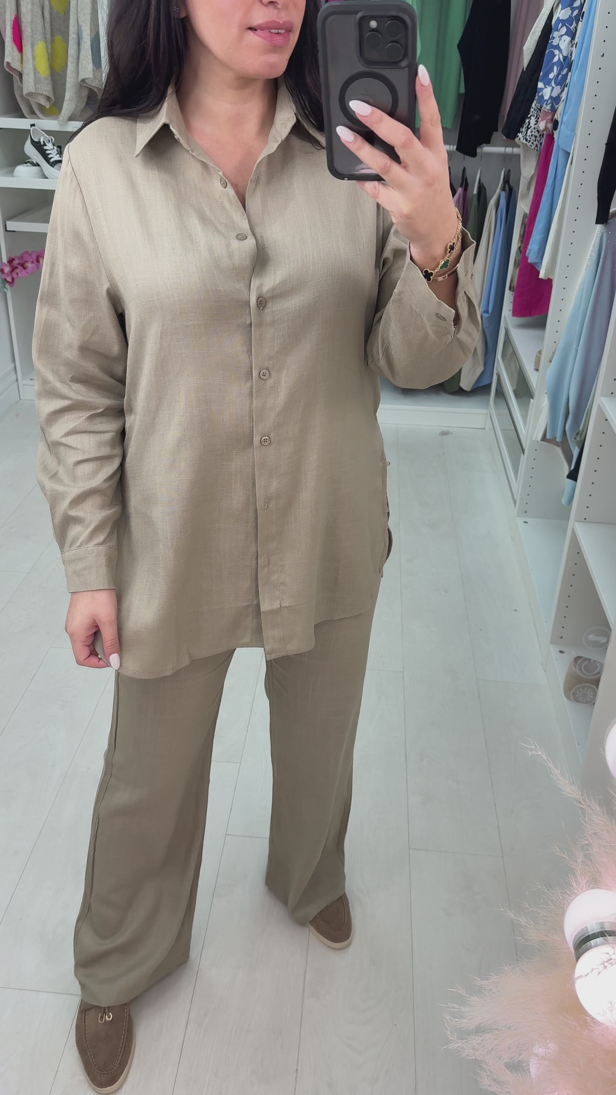 Load video: Maya Linen Look Shirt &amp; Trouser Set