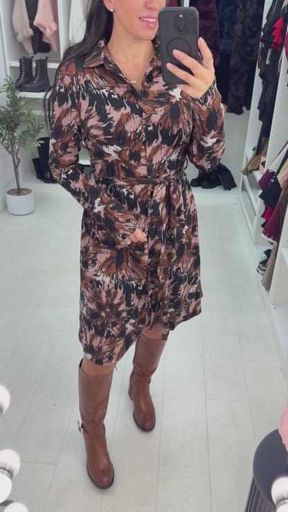 Farron Abstract Print Button Front Dress