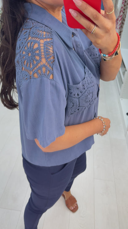 Elenna Crochet Detailed Shirt