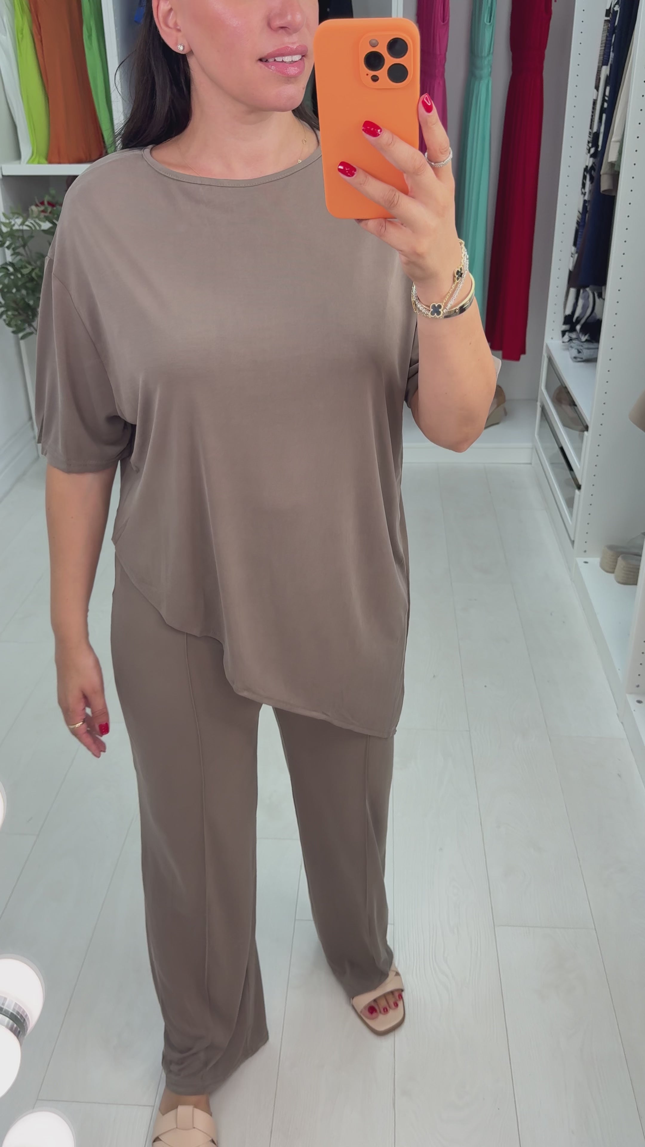 Load video: Katriana Plain Asymmetric Co-Ord Set