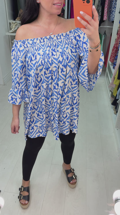 Casilla Baroque Print Bardot Top