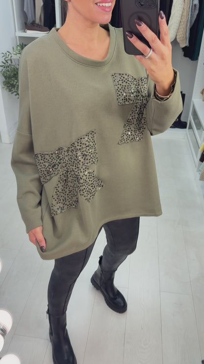 Tilly Sequin Bow Loose Fit Sweatshirt