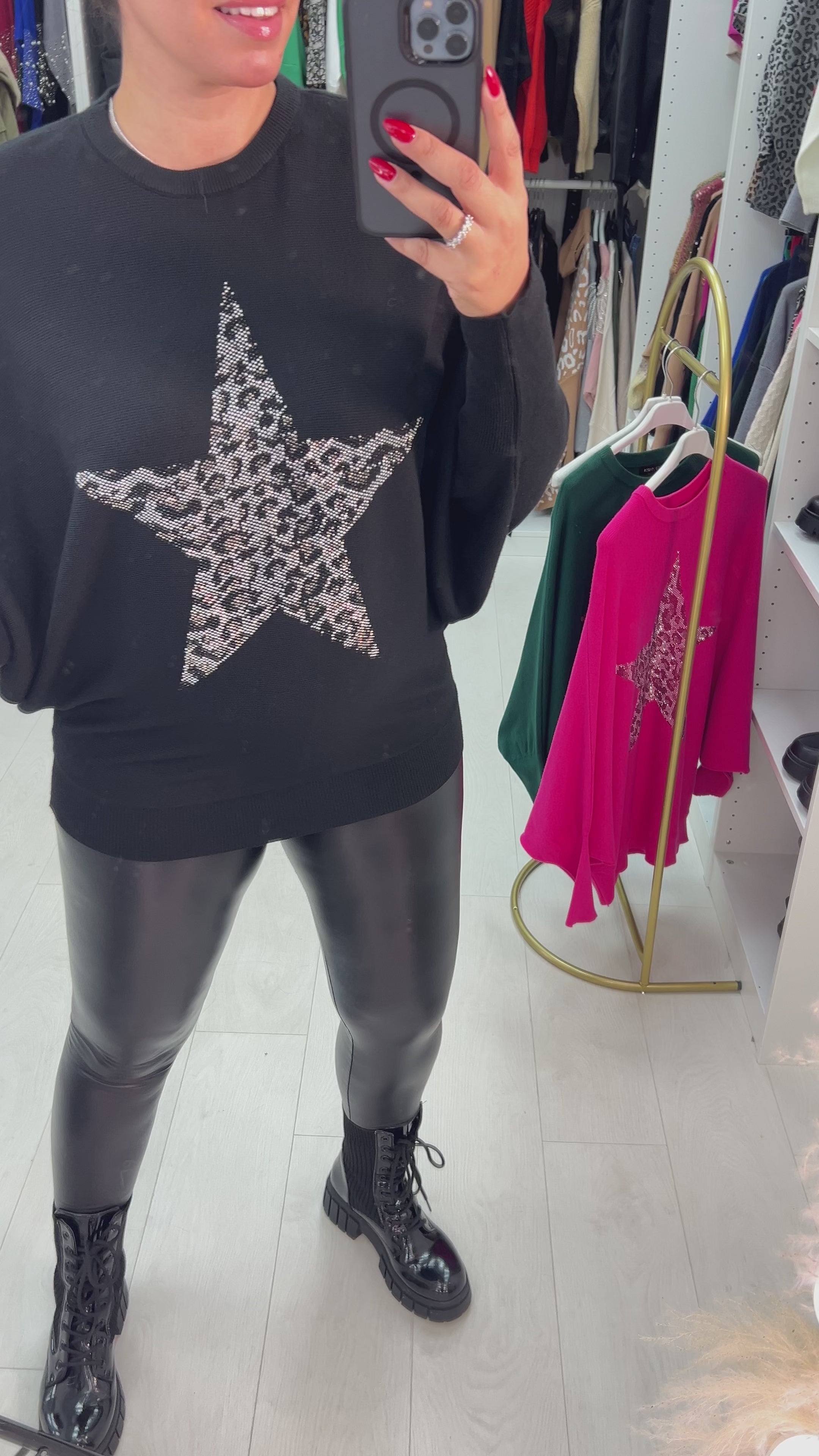 Adalynn Diamante Star Sleeve Batwing Jumper