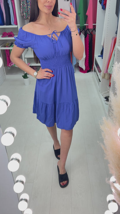 Dita Bardot Style Tie Neck Dress