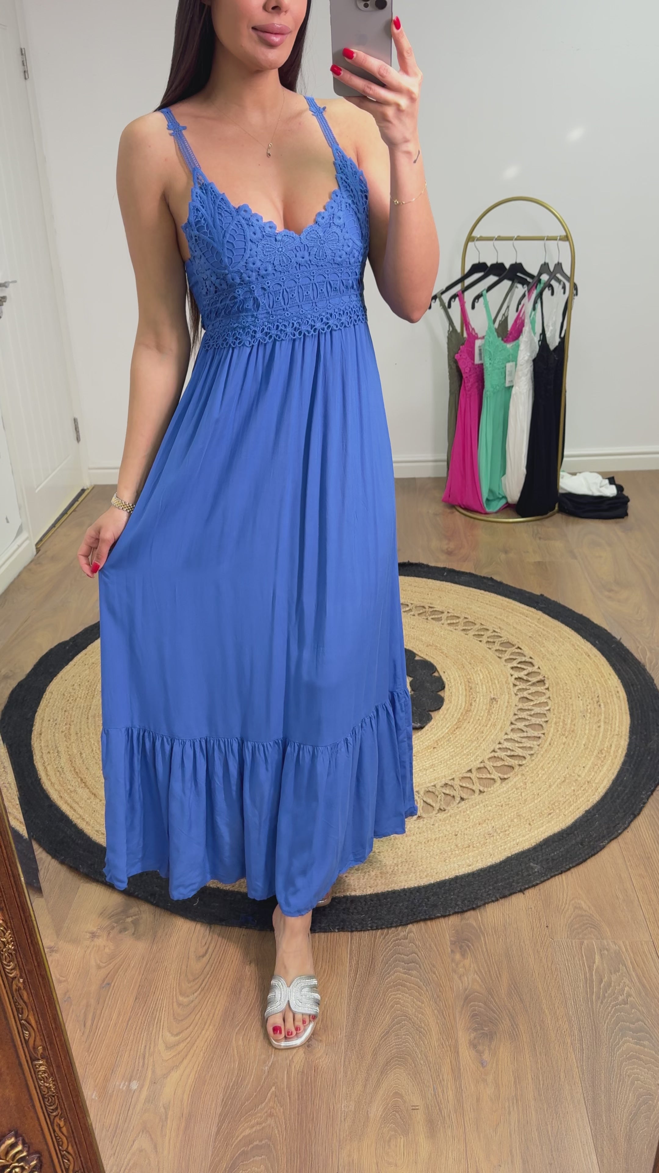 Eva Plain Long Dress With Lace Bust