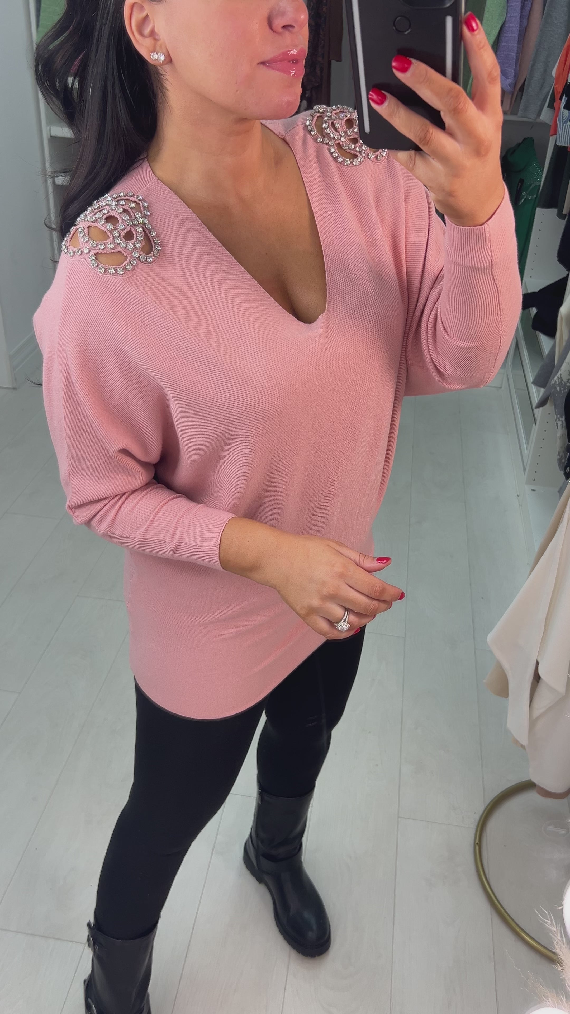 Harper Diamante Cut Out Detail Jumper