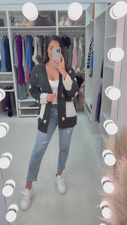 Cassidy Faux Fur Polka Dot Cardigan