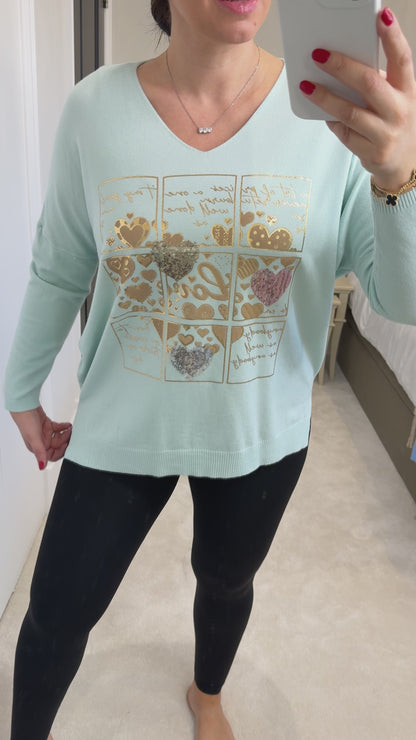 Demi 'Love' Metallic and Sequin Detail Fine Knit