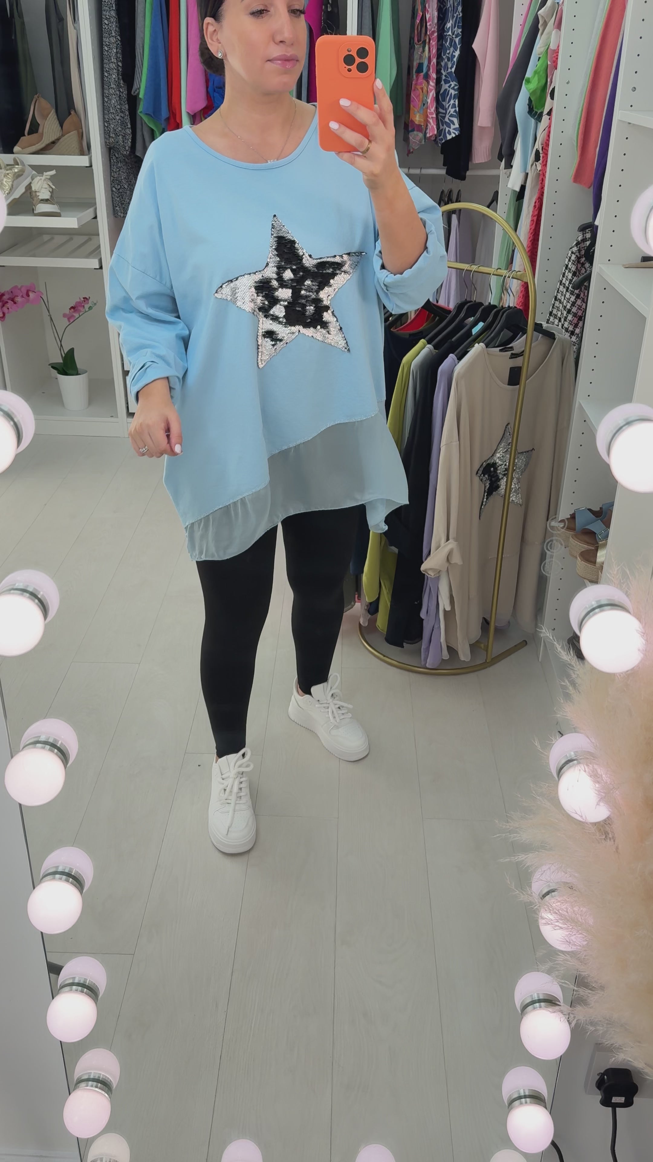 Malin Asymmetric Chiffon Sequin Star Sweatshirt