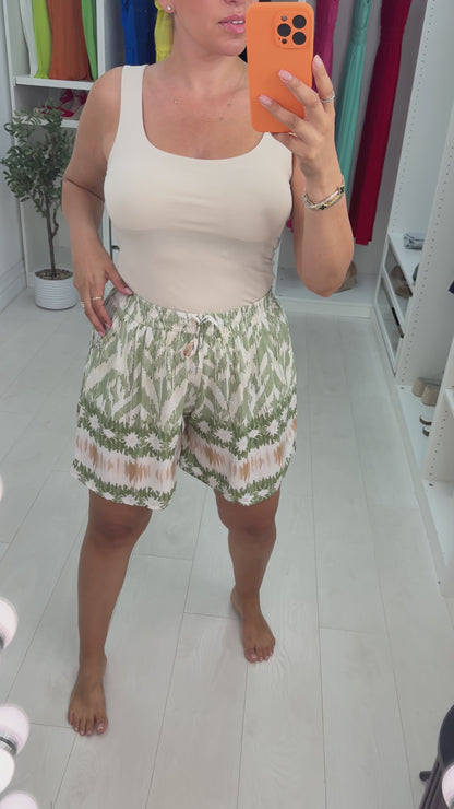 Jovie Abstract Print Elasticated Waist Shorts