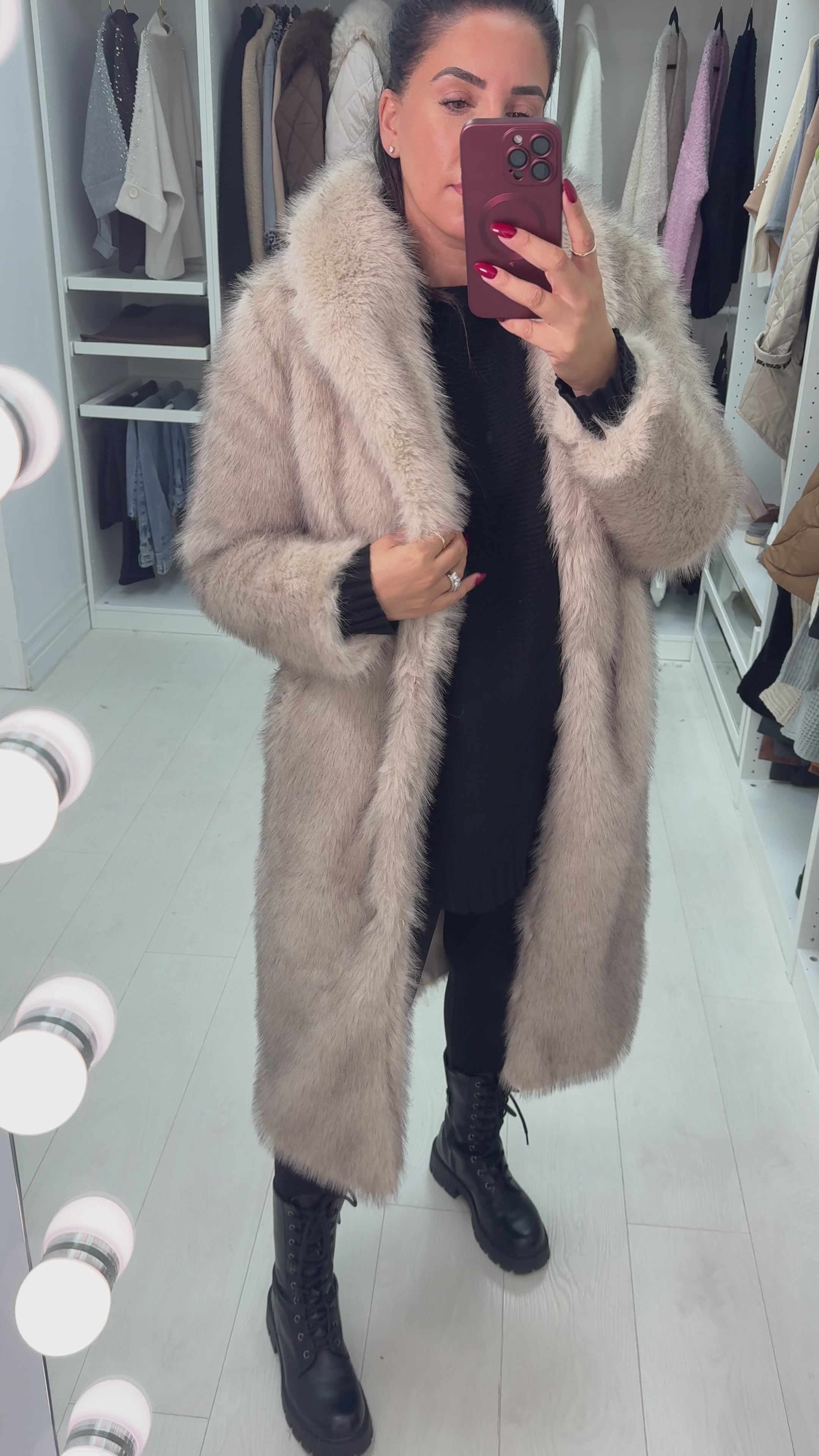 Load video: Danilla Faux Fur Long Coat