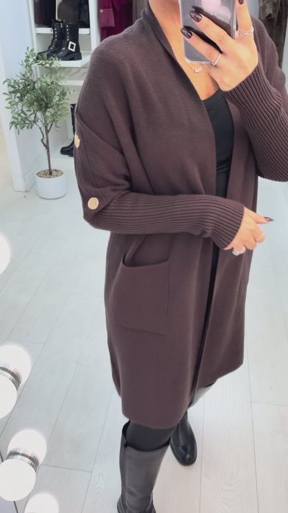 Tilliana Plain Button Detailed Longline Cardigan