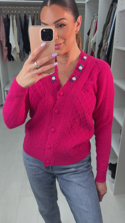 Vanessa Floral Cable Knit Cardigan