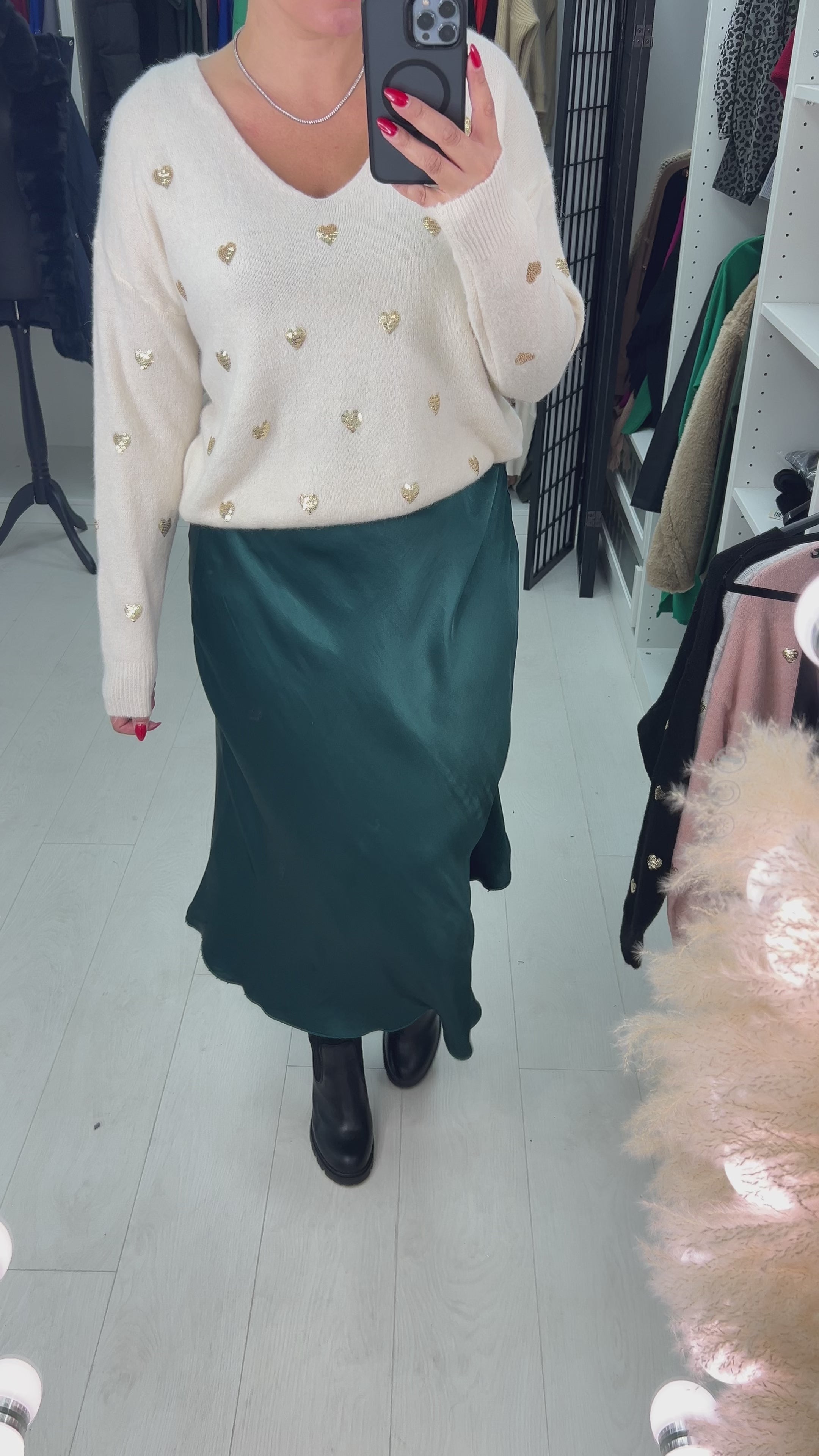 Drea Elasticated Waist Satin Midi Skirt