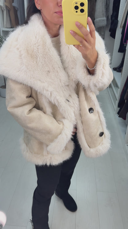 Isayla Reversible Faux Fur Detail Coat