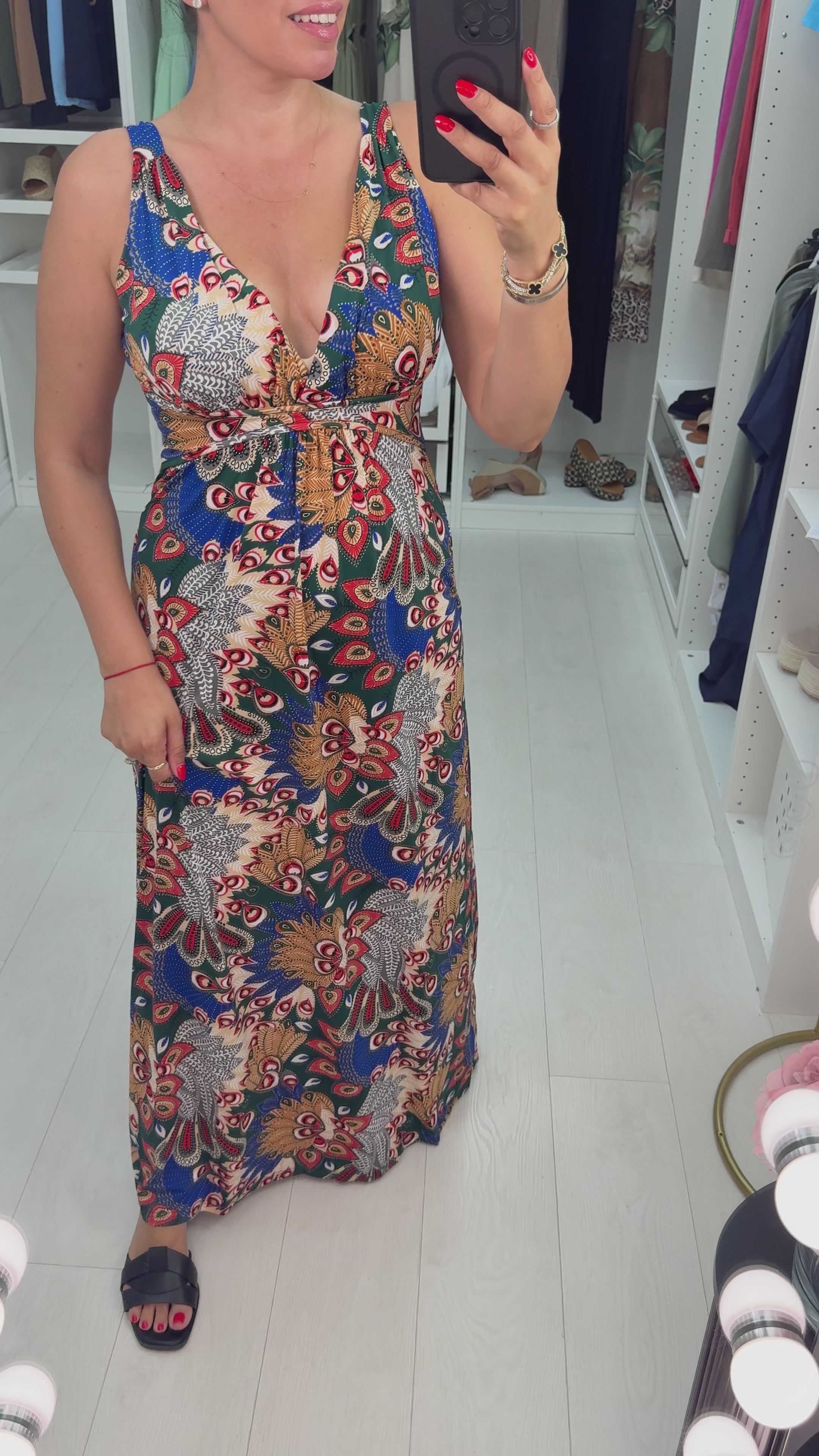 Load video: Yarelle Printed Super Stretch Slinky Maxi Dress