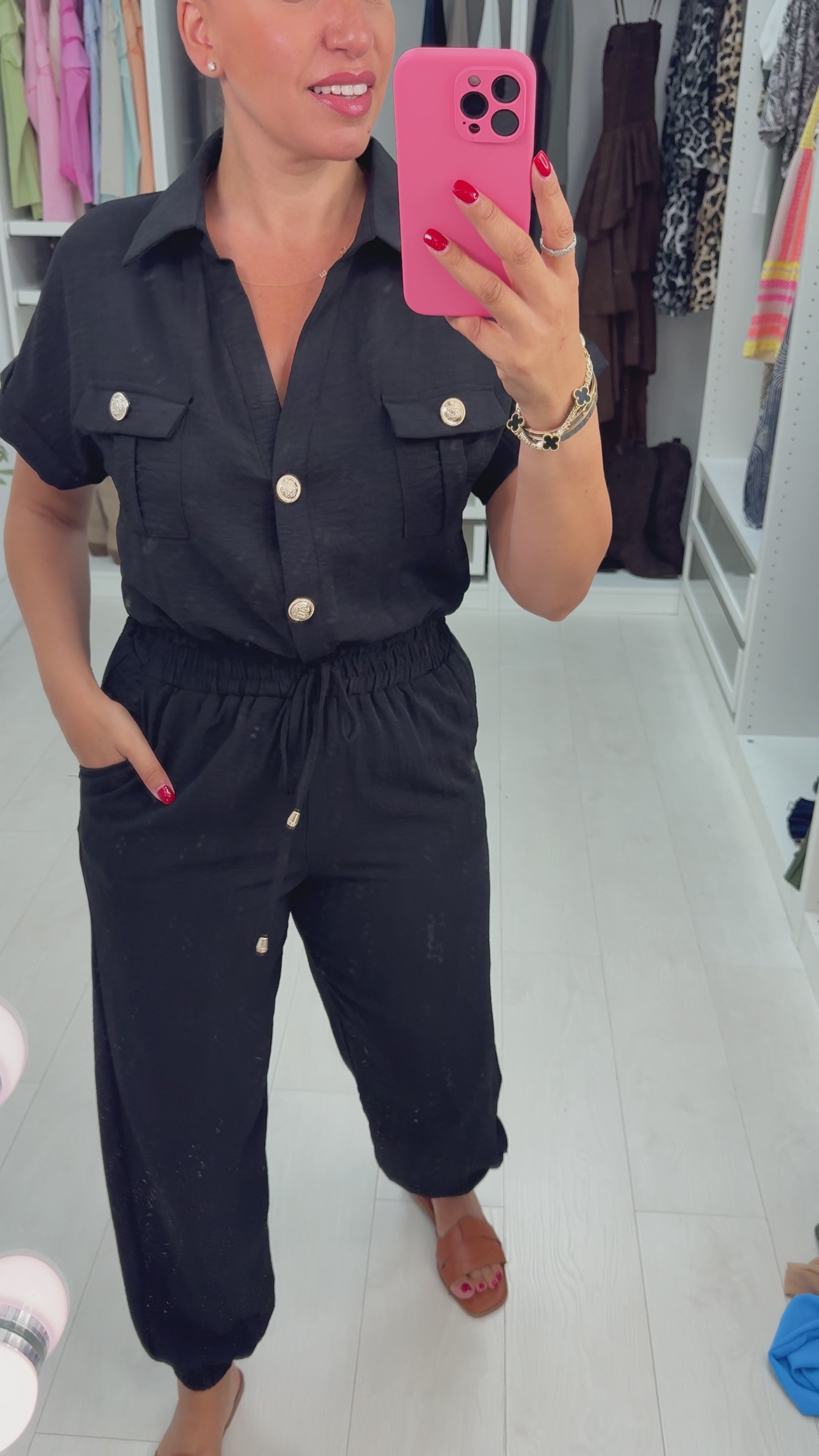 Romina Plain Crepe Short Sleeve Jumpsuit