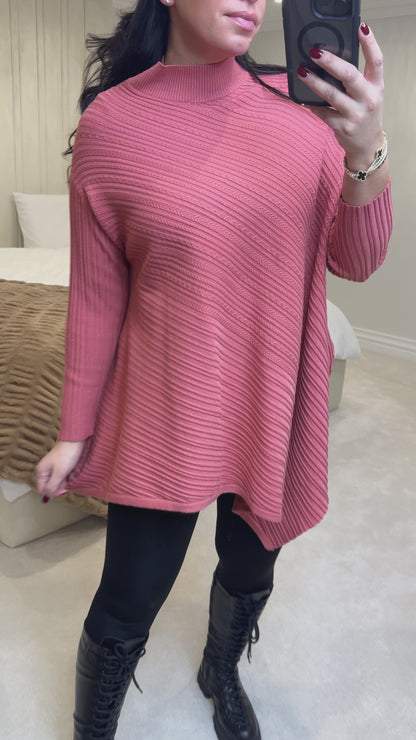 Mais Asymmetric Cable Knit Detail Jumper