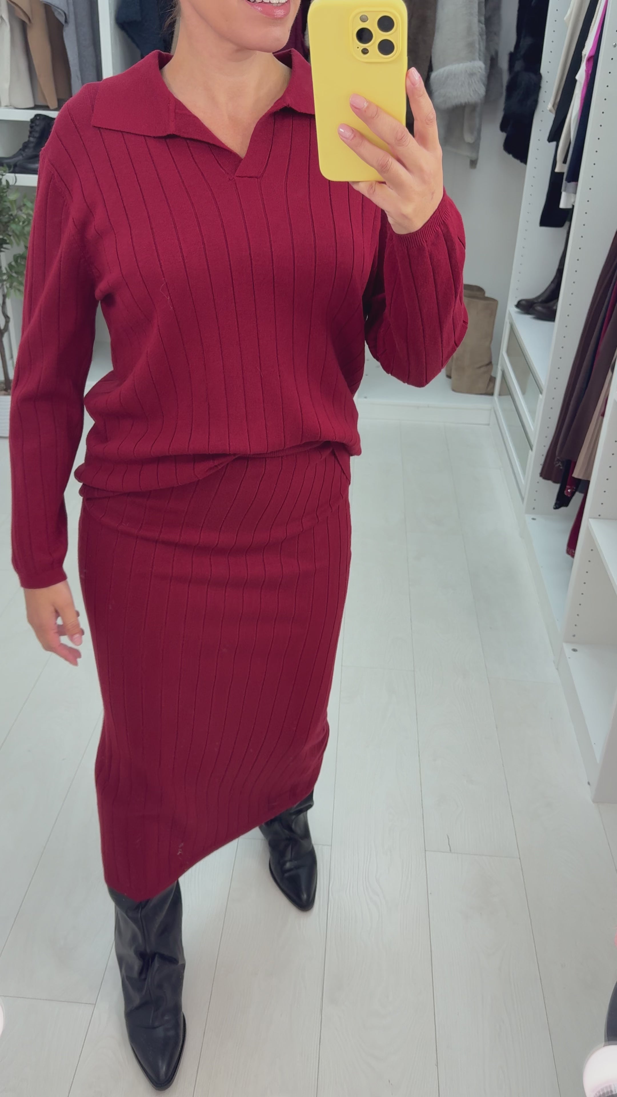 Load video: Zasha Plain Ribbed Skirt Co-Ord Set