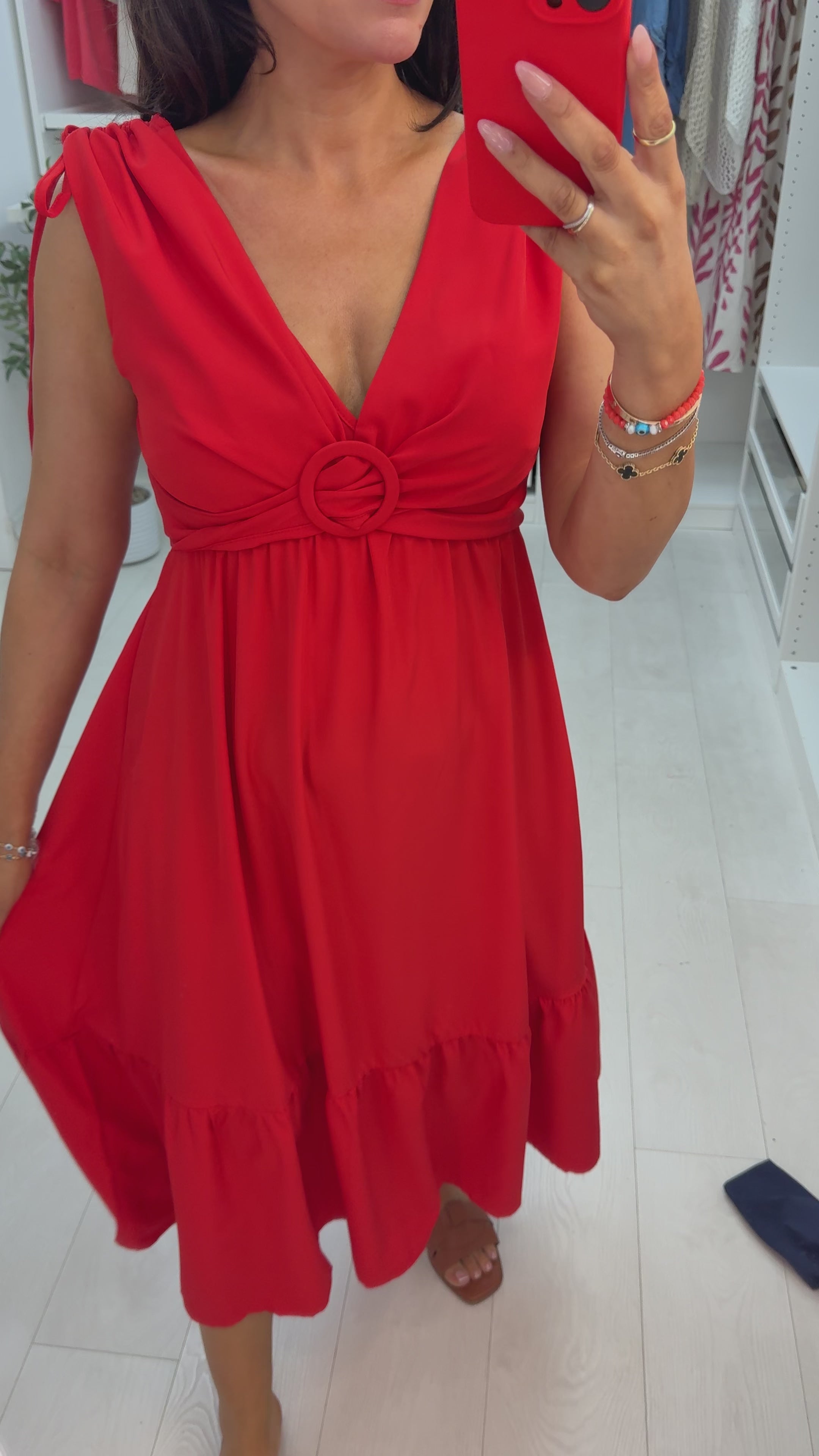 Load video: Jinnie Plain Deep V Neck Floaty Dress