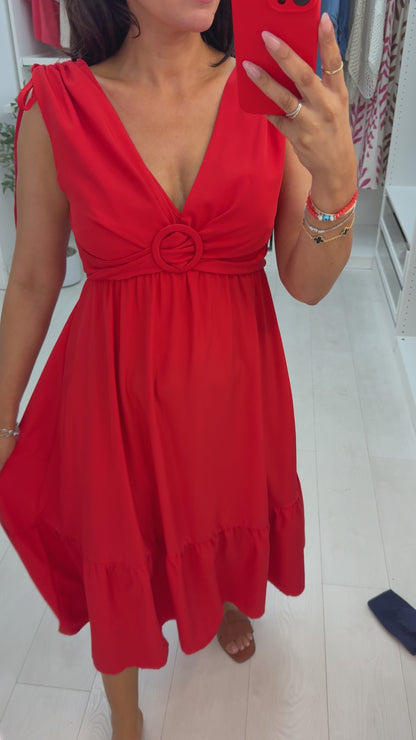 Jinnie Plain Deep V Neck Floaty Dress