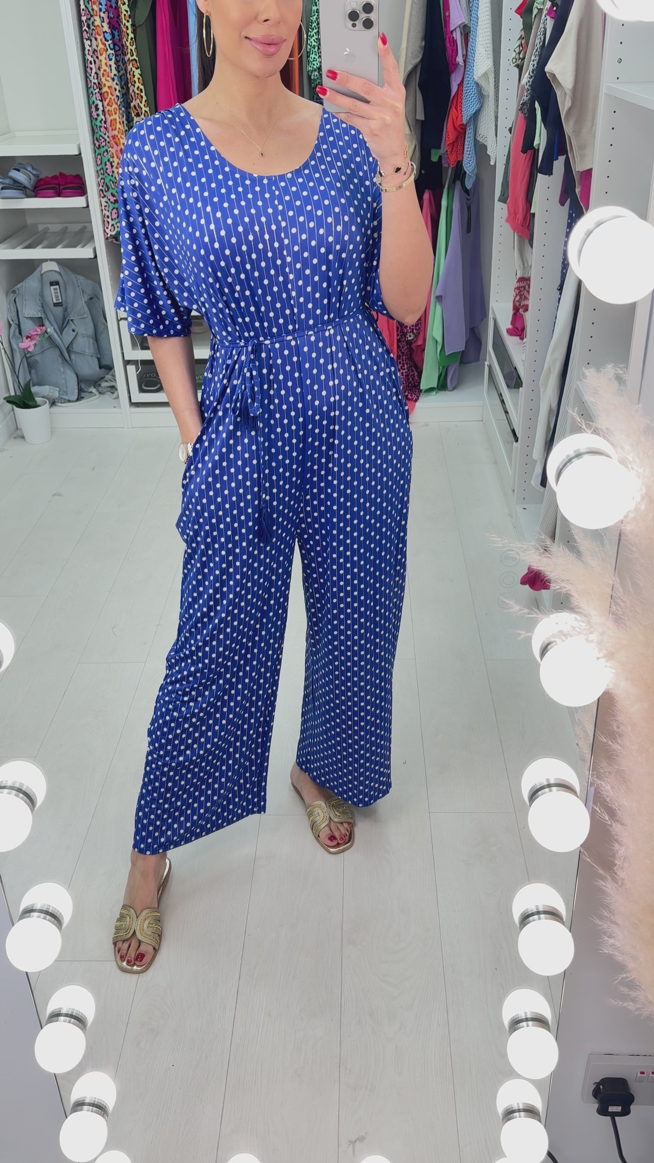 Load video: Gelato Polka Dot Print Jumpsuit