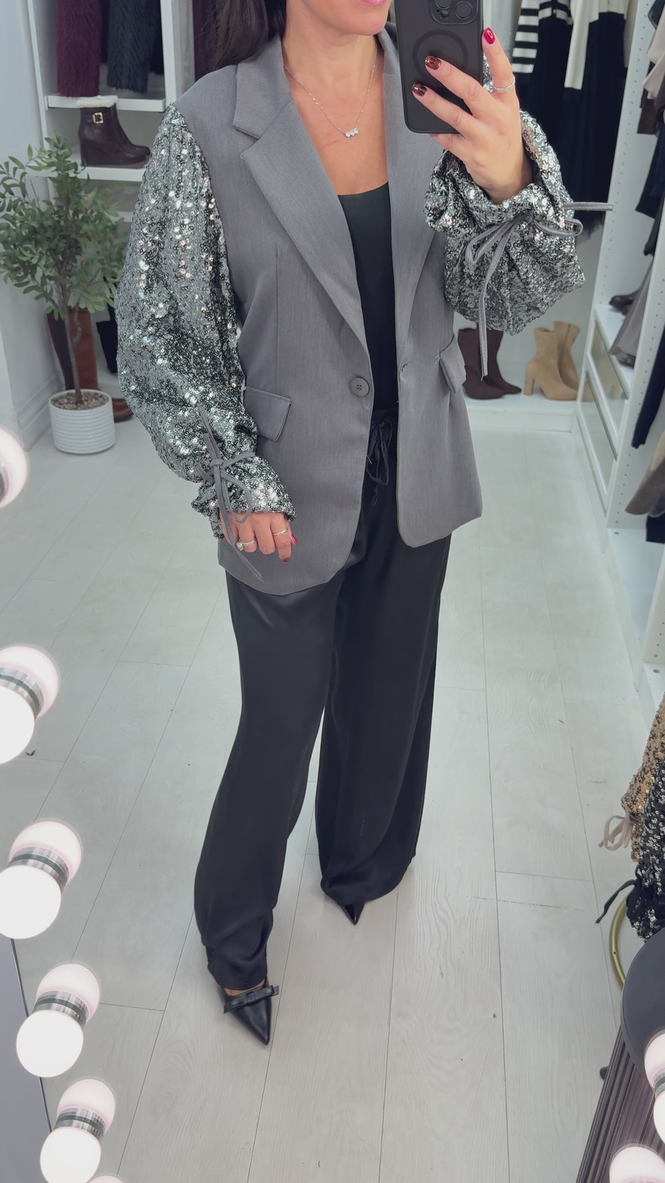 Kingsley Sequin Sleeve Blazer