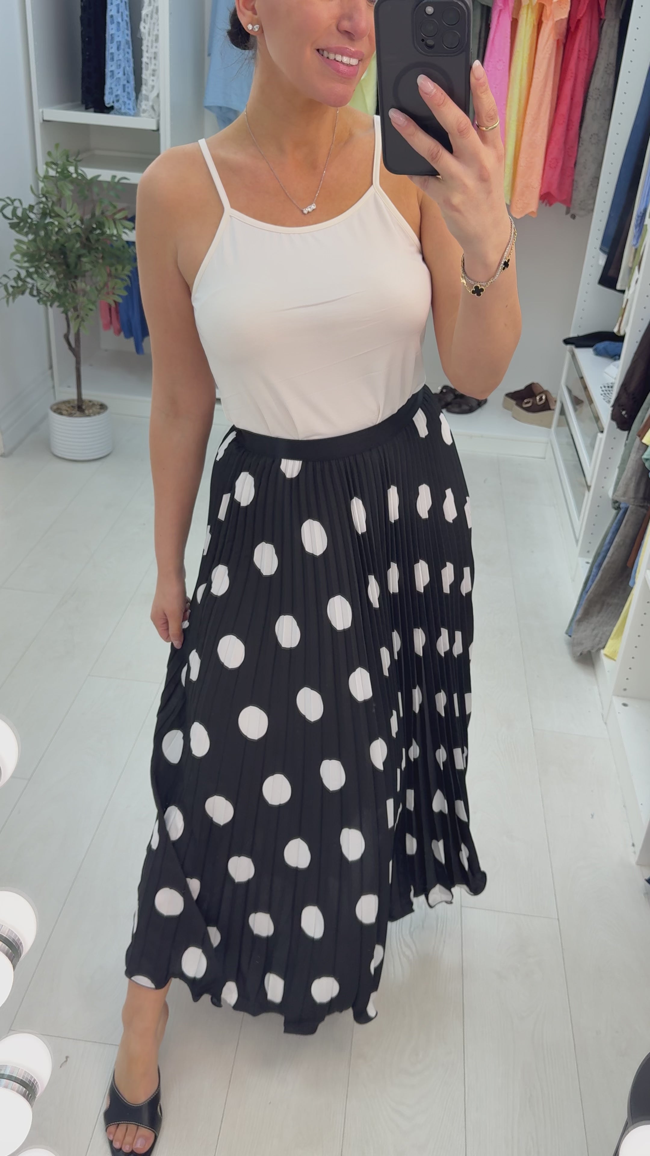 Miranda Polka Dot Pleated Skirt