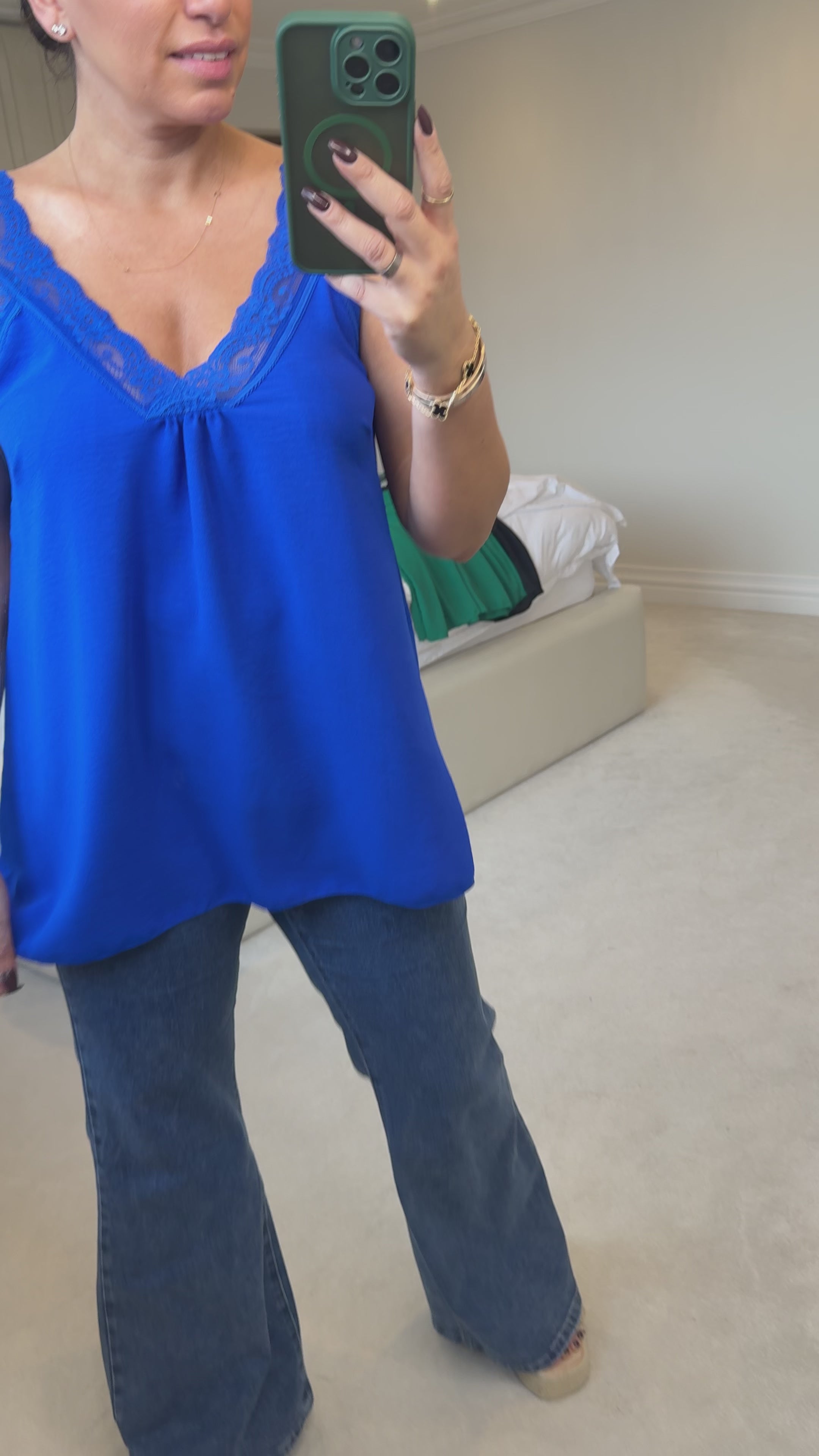 Load video: Leanne Lace Trim Cami