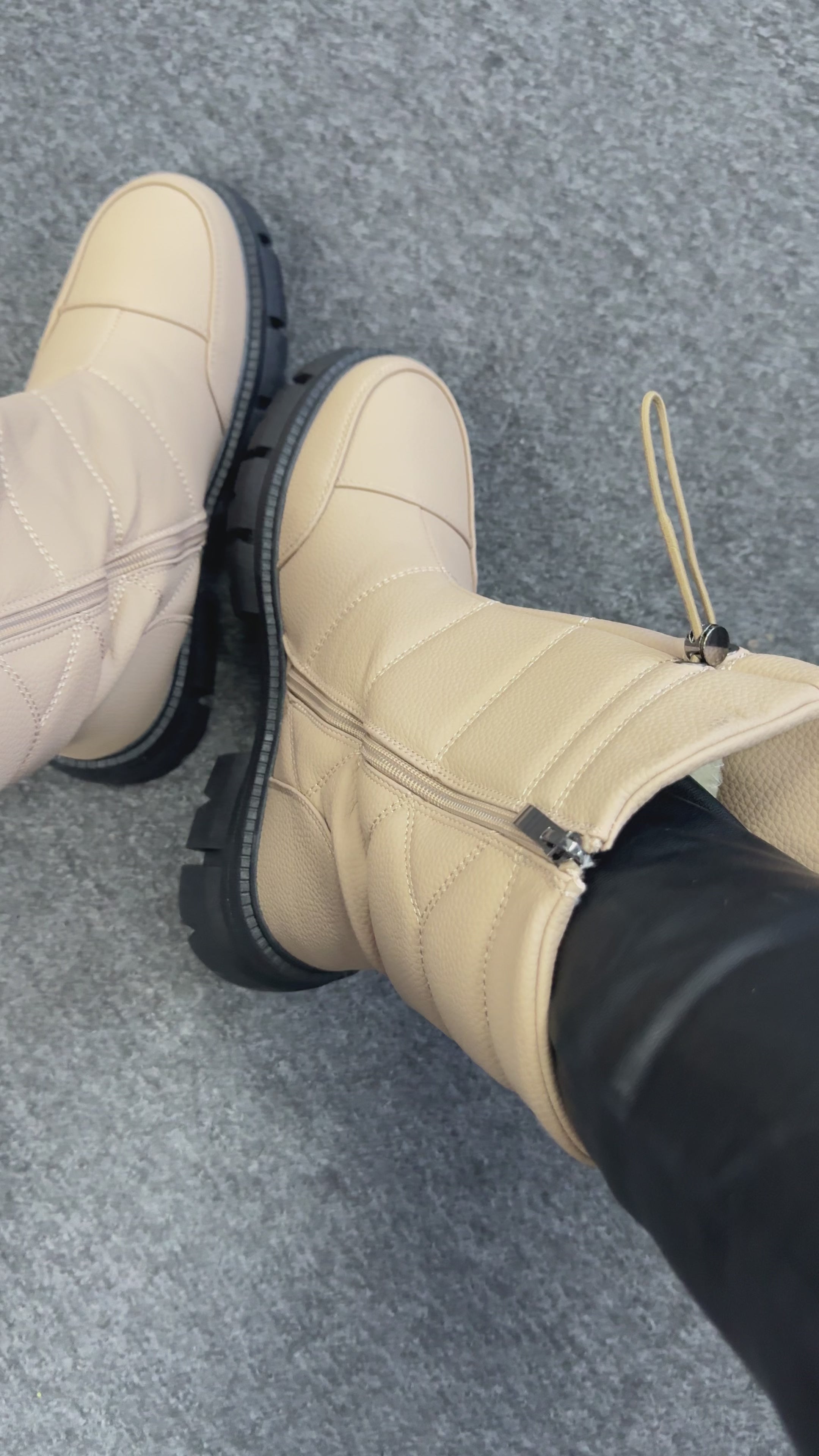Load video: Yarra Platform Quilted Ankle Boots