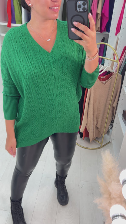 Capricorn Pleated V-Neck Knitted Jumper