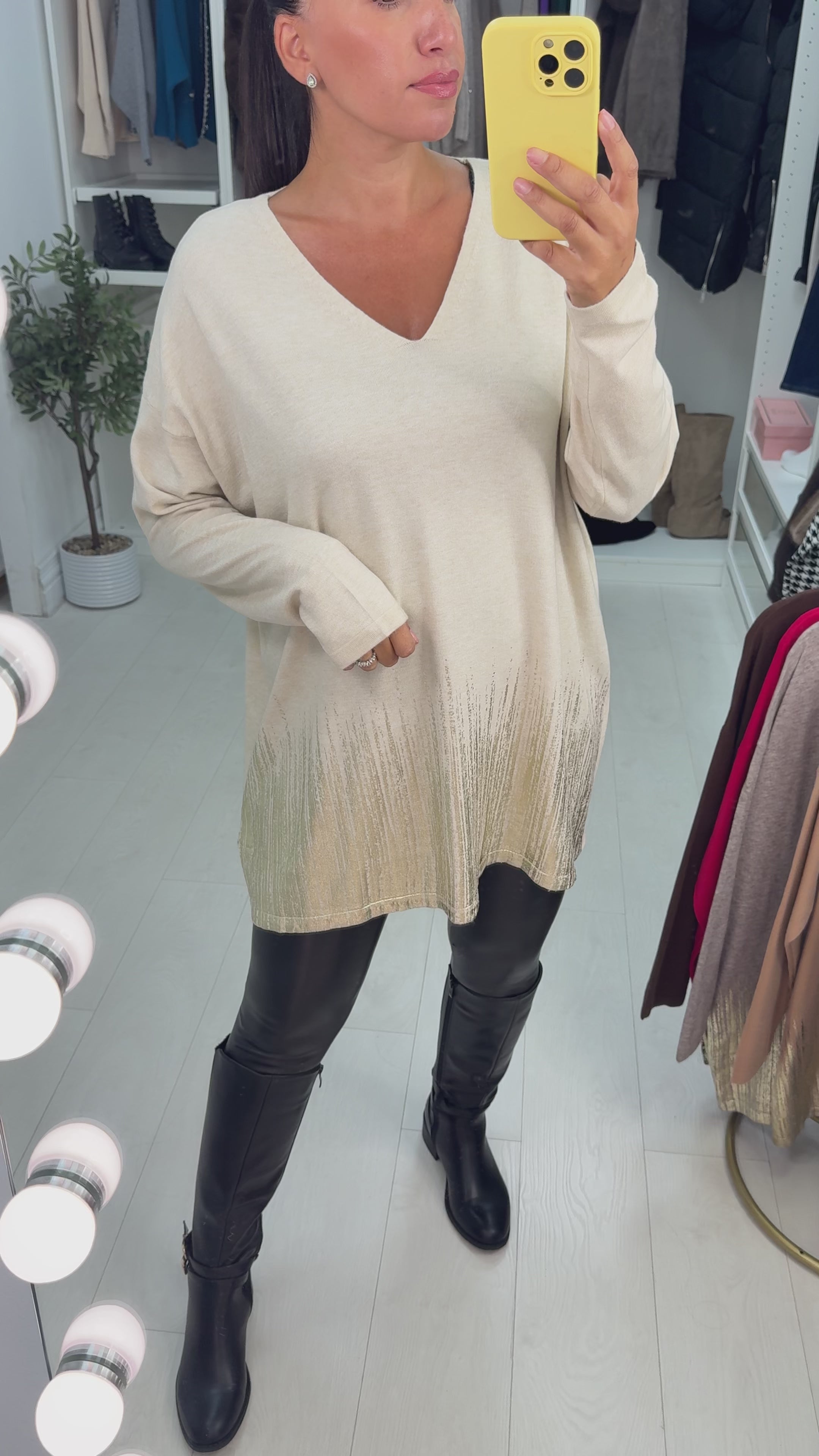 Laurena Plain Detailed Hem Loose Fit Jumper