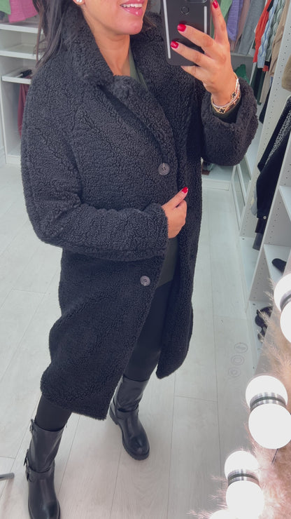 Ohanna Black Teddy Long Coat