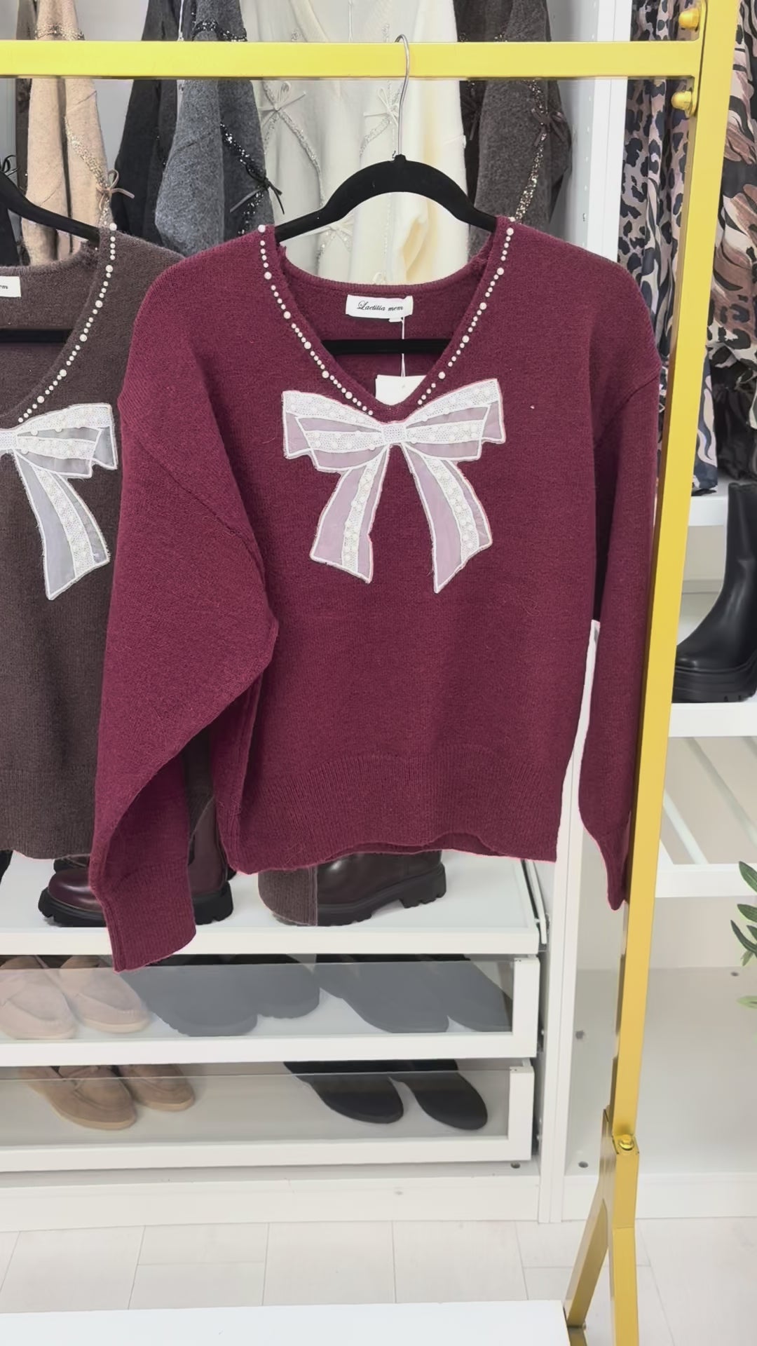 Yanita Pearl & Bow Detail Super Soft Jumper