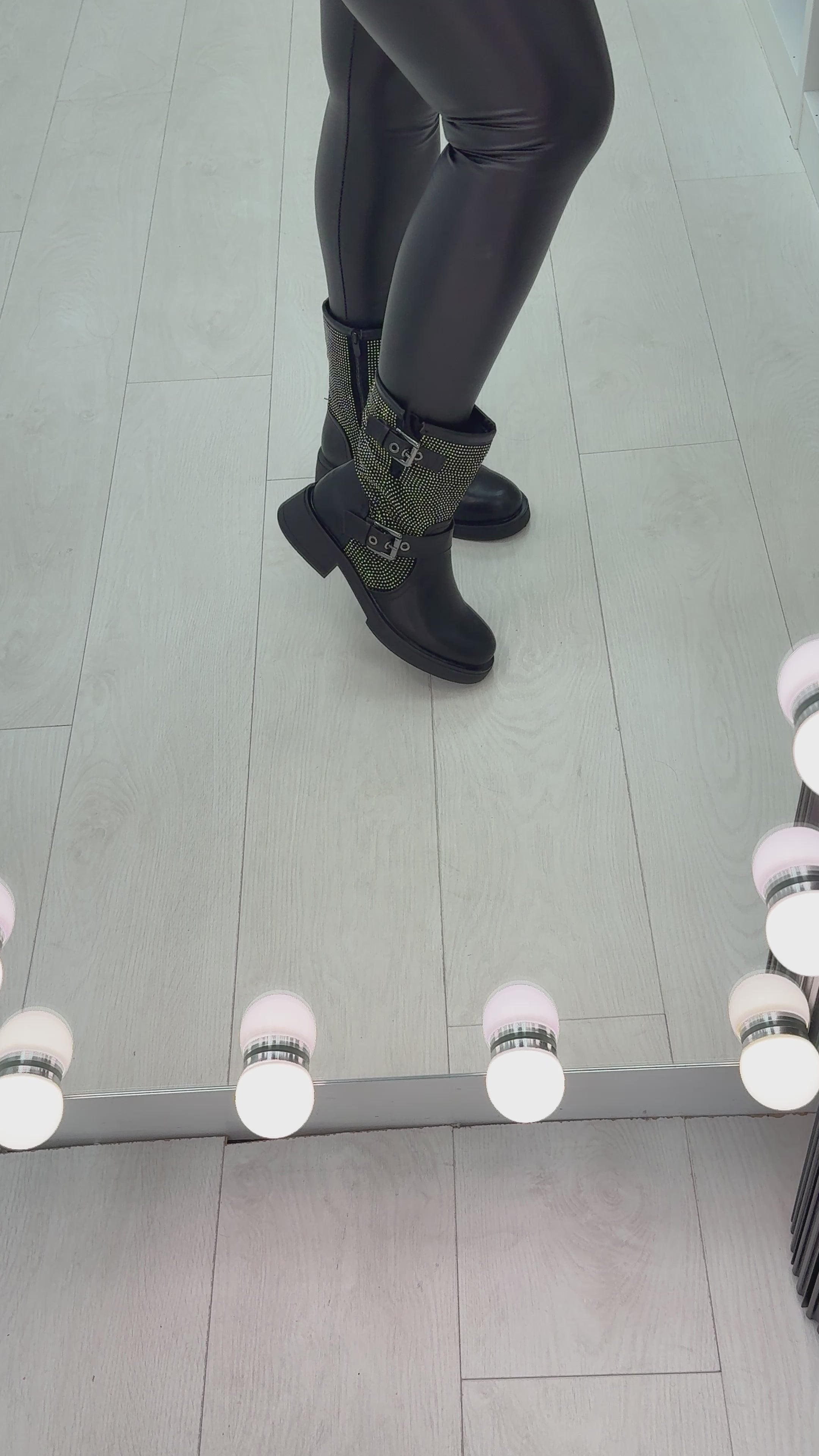 Load video: Jaimey Diamante And Buckle Detail Boots