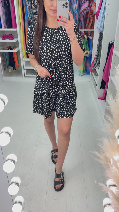 Nanisca Abstract Dot Print Mini Smock Dress