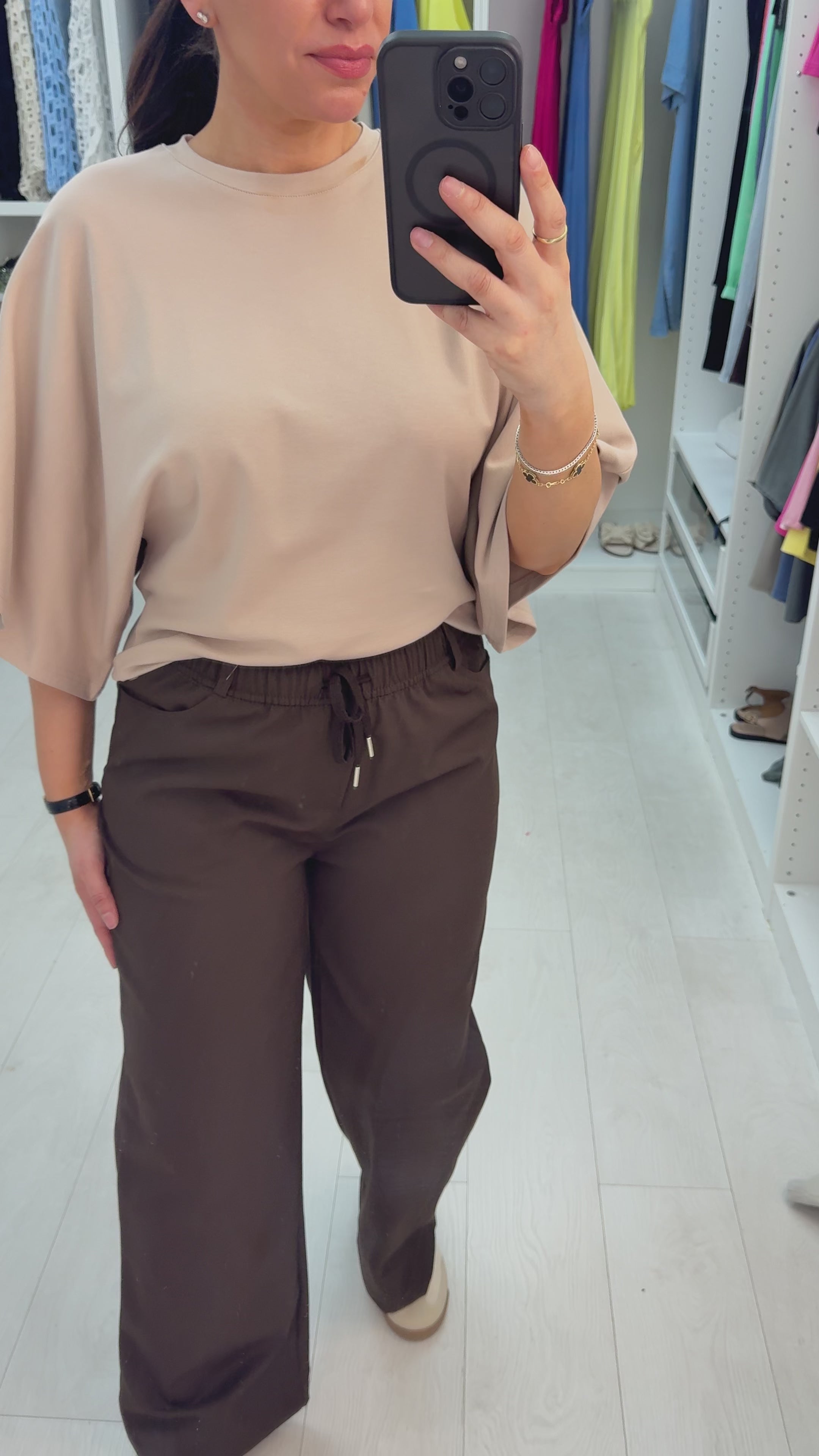 June Plain Elasticated Waist Straight Leg Trousers