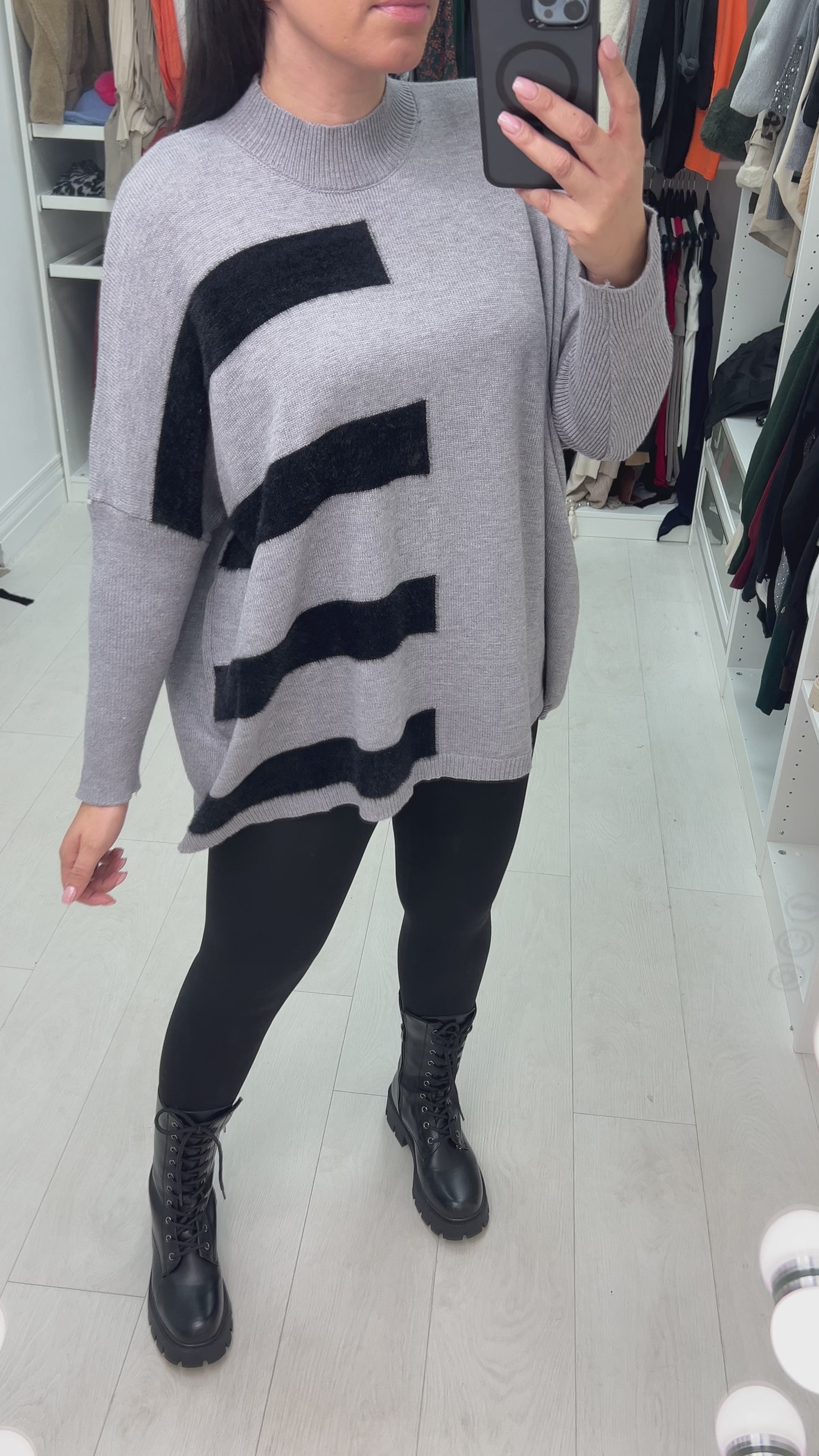 Yamila Faux Fur Stripe Knit Jumper