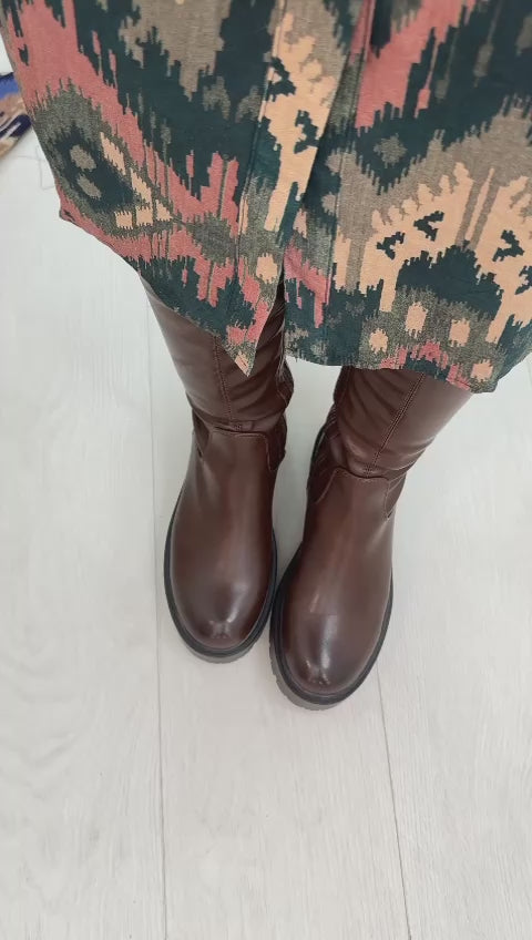 Load video: True Chocolate Knee High Boots