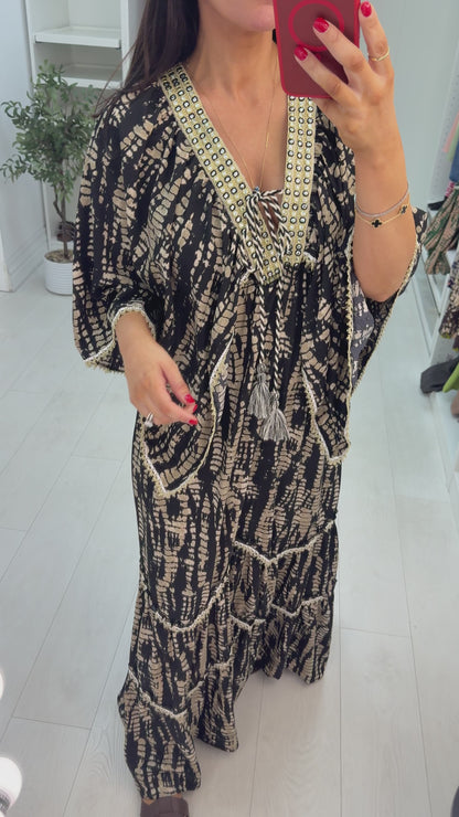 Evora Embellished Boho Maxi Dress