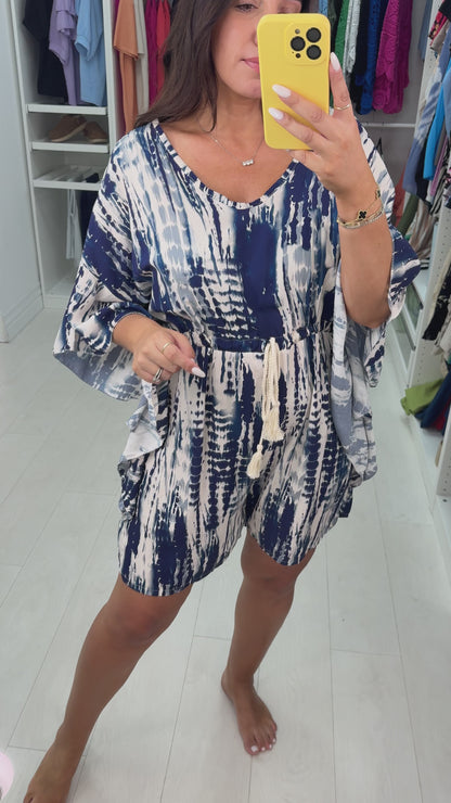Jenni Batwing Sleeve Abstract Playsuit