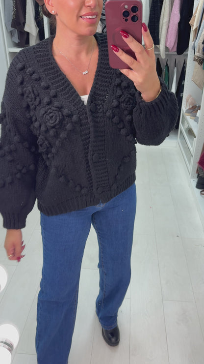 Arella Chunky Floral Knit Cardigan